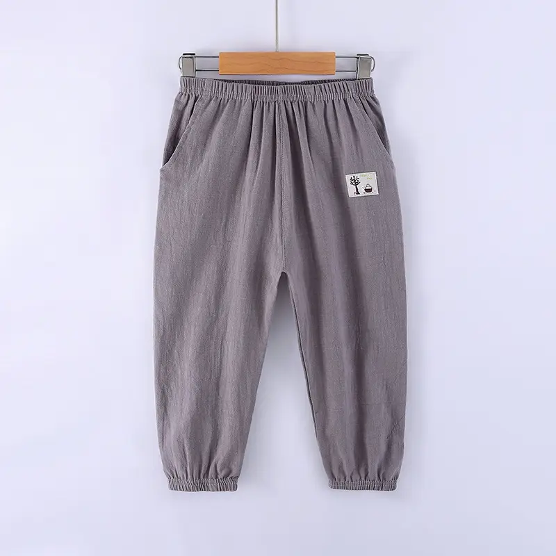 Children Cotton Anti-Mosquito Pants Orange Pocket Casual