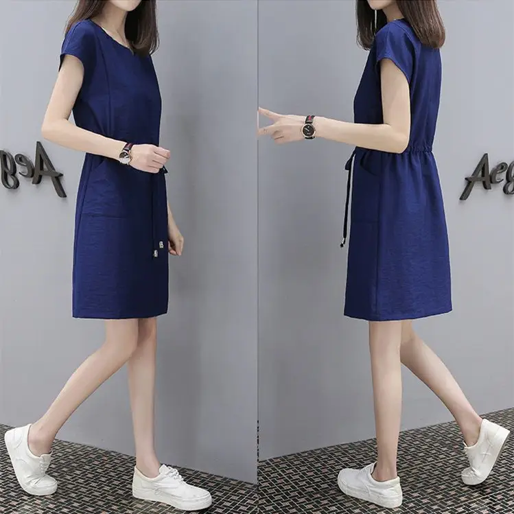 2021 Summer V-neck Loose Slimming Dress Women Large - Image 3