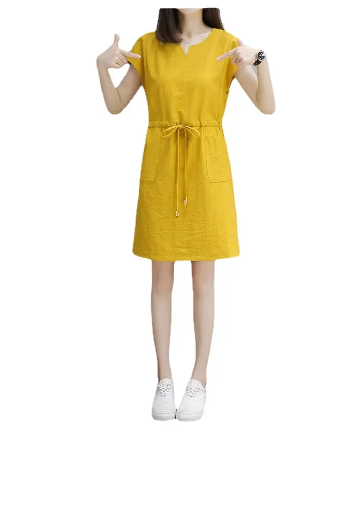 2021 Summer V-neck Loose Slimming Dress Women Large - Image 6