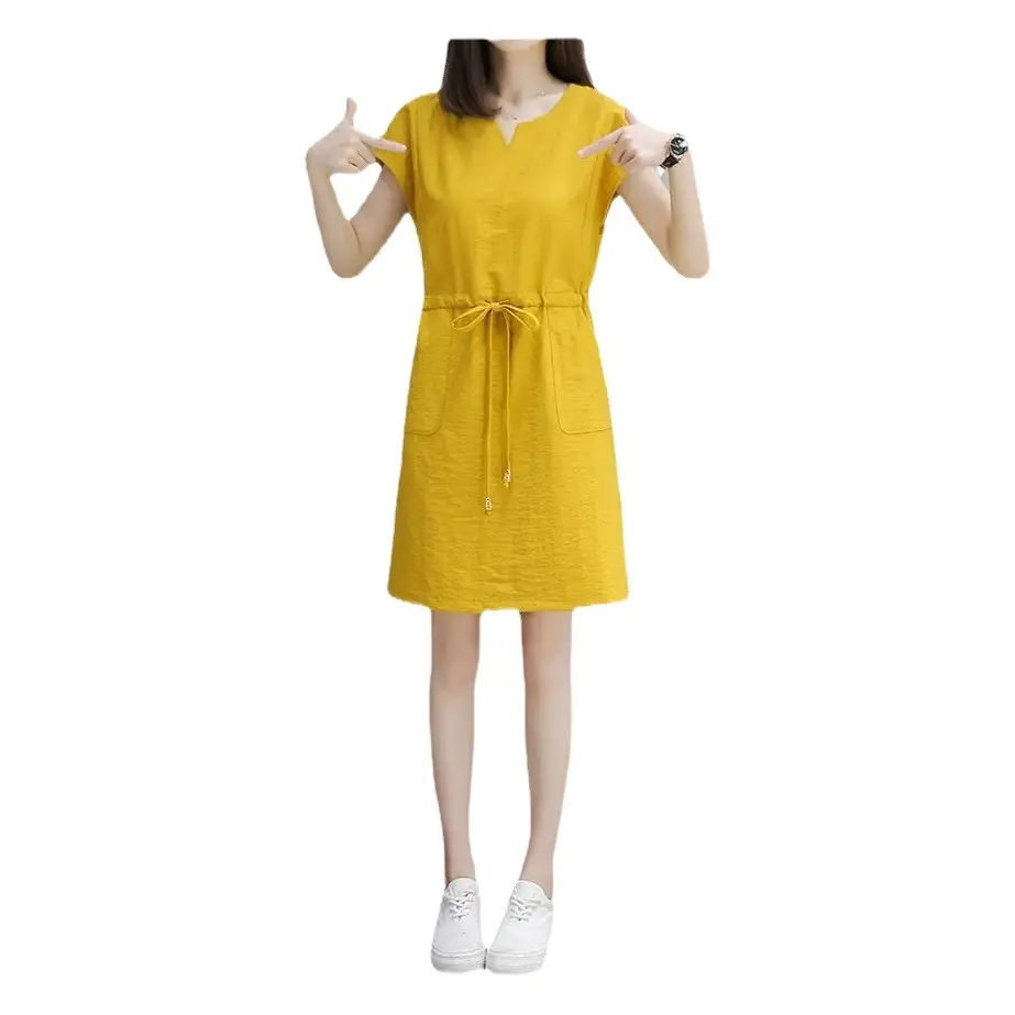 2021 Summer V-neck Loose Slimming Dress Women Large
