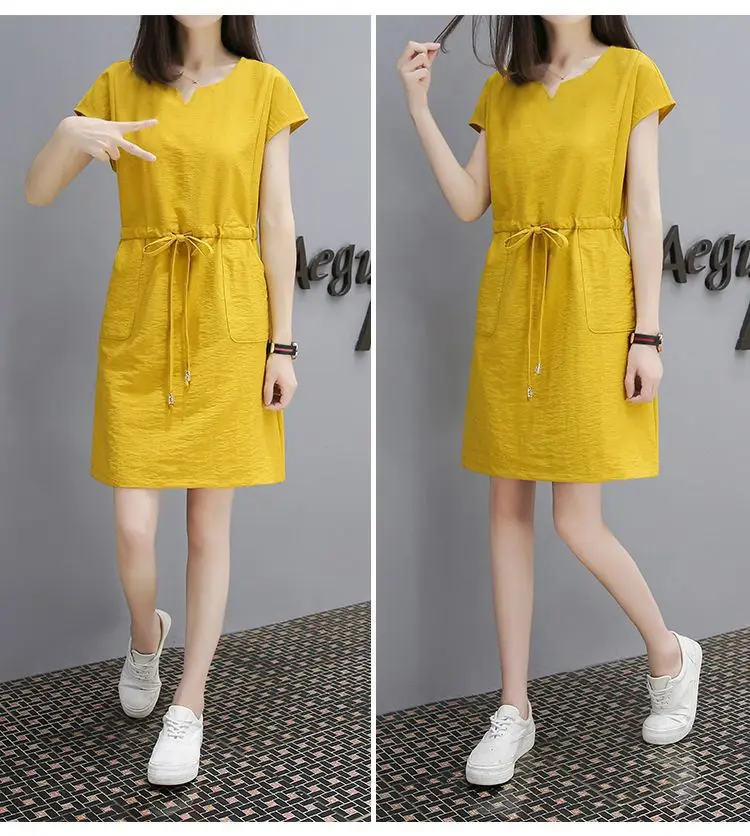 2021 Summer V-neck Loose Slimming Dress Women Large — feature 15