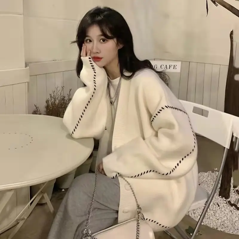 Women's Black Knit Cardigan Outwear 2025 New Design - Image 5