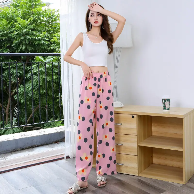 Loose Checkered Wide Leg Pants for Women - Image 4