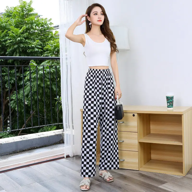 Loose Checkered Wide Leg Pants for Women - Image 5