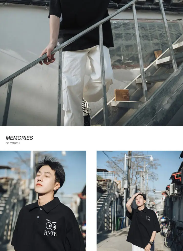 White Polo T-Shirt with Black Collar & 5 Sleeves — feature 20