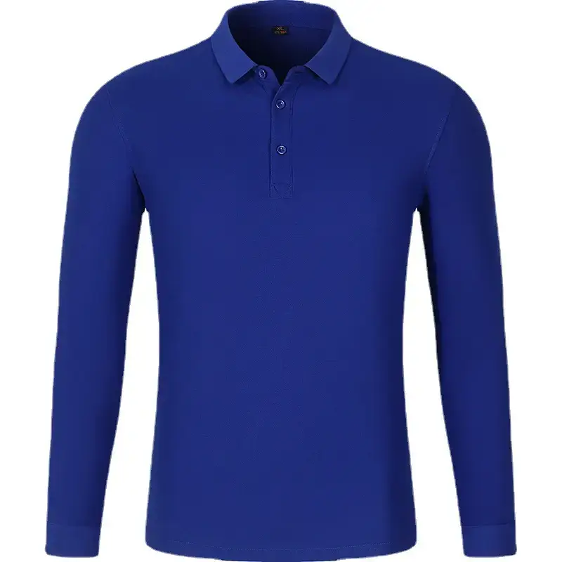 High Quality Double Bead Polo Shirt Navy Solid Color - Image 11