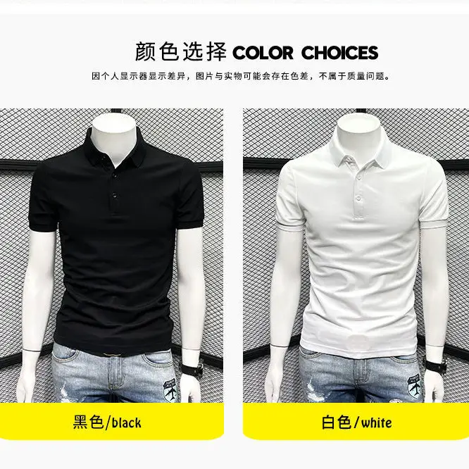Men's Black Polo Shirt Short Sleeve Slim Fit - Image 4