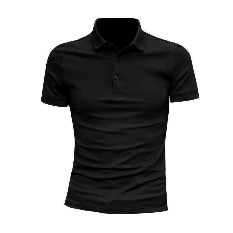 Men's Black Polo Shirt Short Sleeve Slim Fit - Image 5