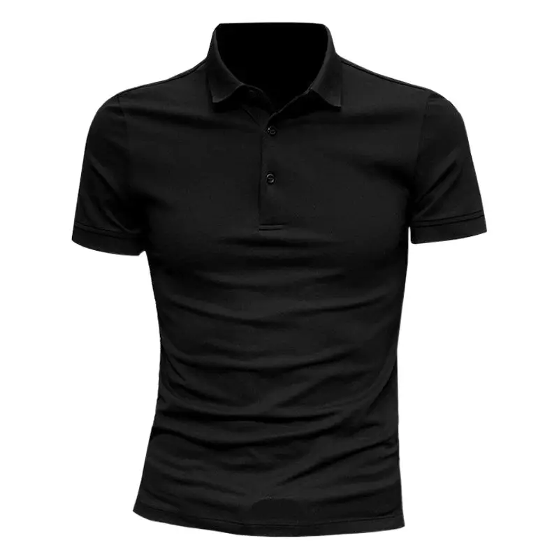 Men's Black Polo Shirt Short Sleeve Slim Fit
