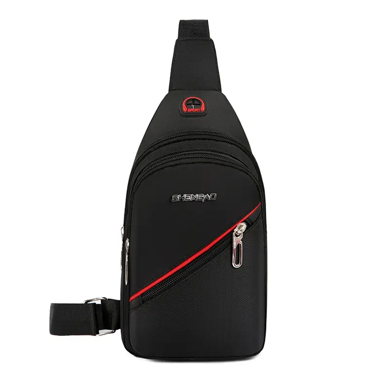 Men's Black Crossbody Oxford Cloth Bag with Adjustable Strap - Image 2