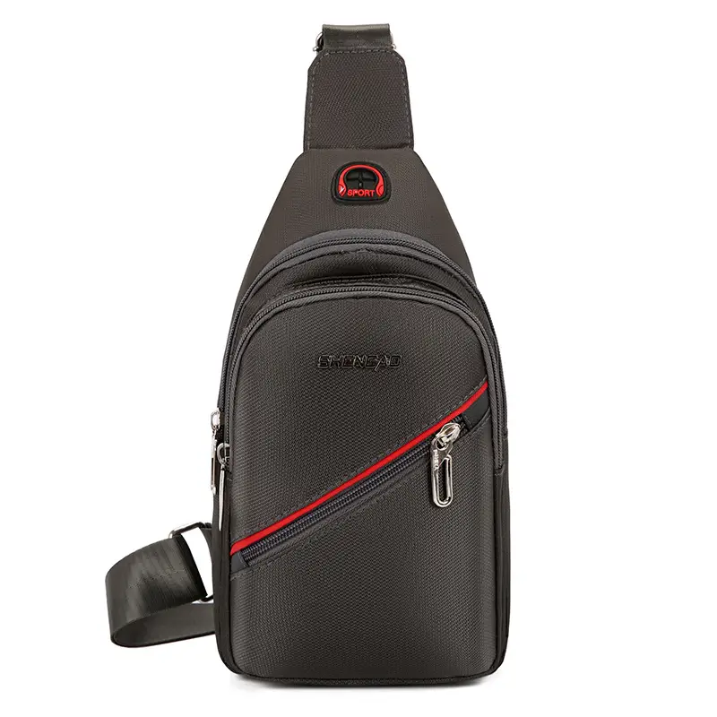 Men's Black Crossbody Oxford Cloth Bag with Adjustable Strap - Image 3
