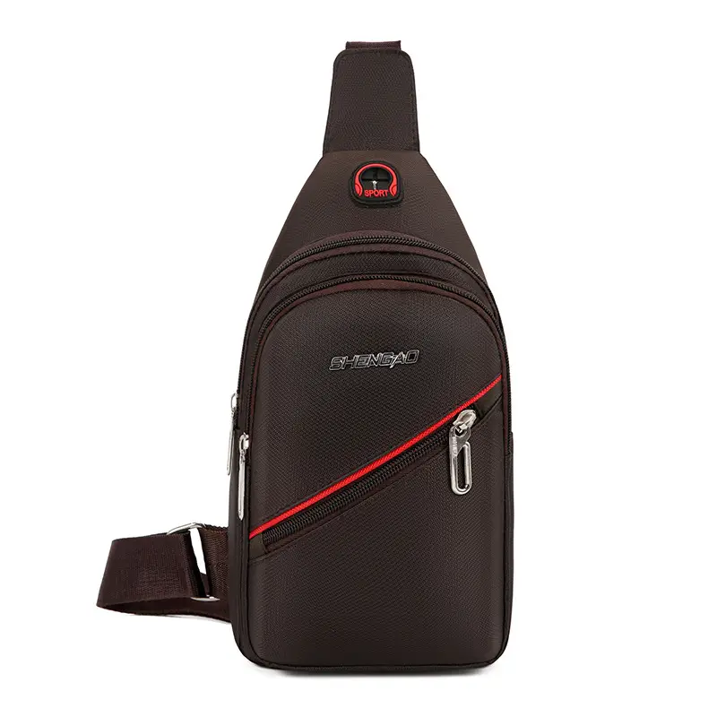 Men's Black Crossbody Oxford Cloth Bag with Adjustable Strap - Image 4