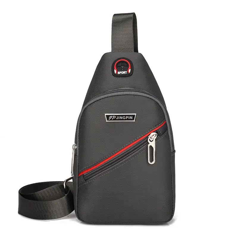 Men's Black Crossbody Oxford Cloth Bag with Adjustable Strap - Image 5