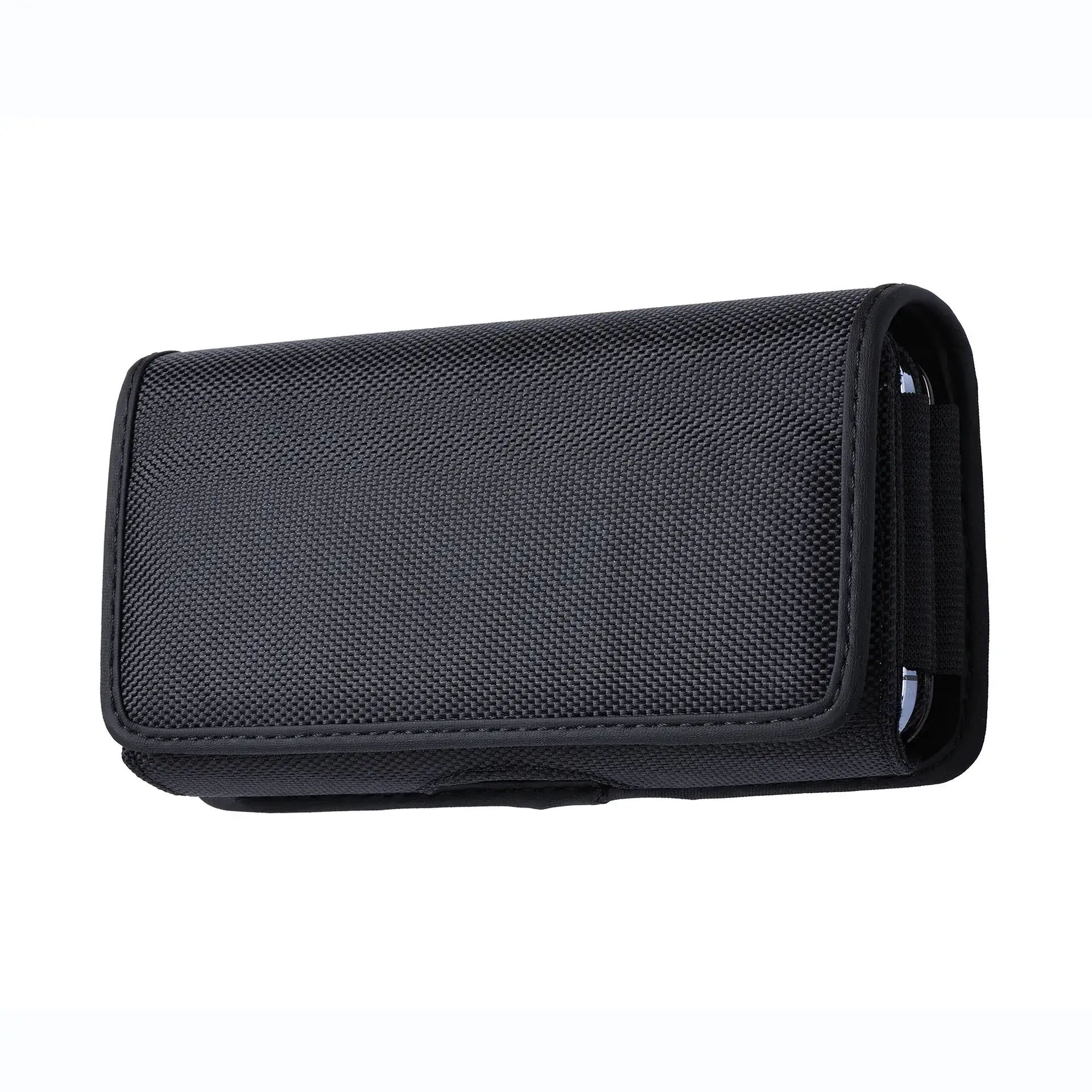 Black Oxford Cloth Waist Bag with Mobile Phone & Leather Case - Image 3