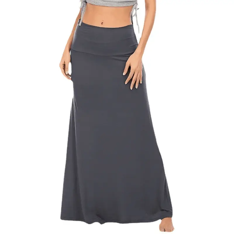 High Waist Hip Half Body Skirt Maroon Black White Grey - Image 18