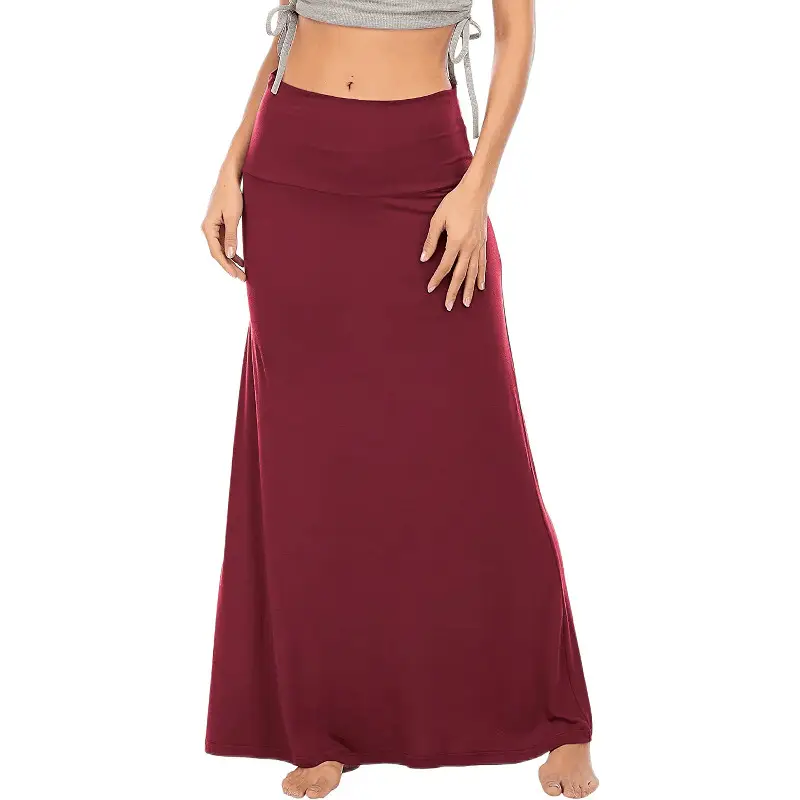 High Waist Hip Half Body Skirt Maroon Black White Grey - Image 3