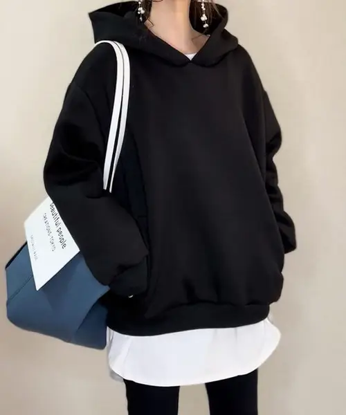 Women's Loose Hooded Sweatshirt Beige 2024 Spring Fall - Image 8