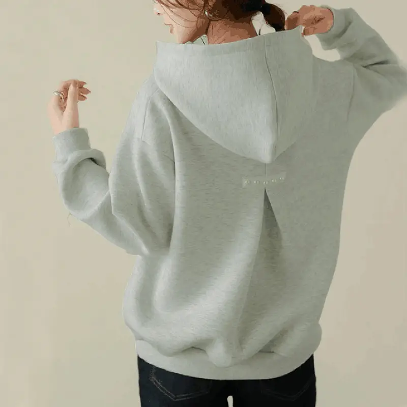 Women's Loose Hooded Sweatshirt Beige 2024 Spring Fall — feature 5
