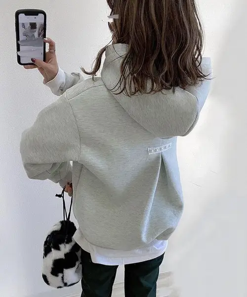 Women's Loose Hooded Sweatshirt Beige 2024 Spring Fall - Image 5