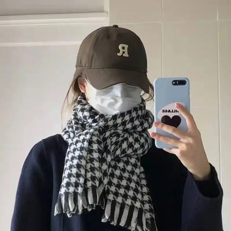 Women Korean Letter R Cap Face Cover Winter Scarf - Image 12