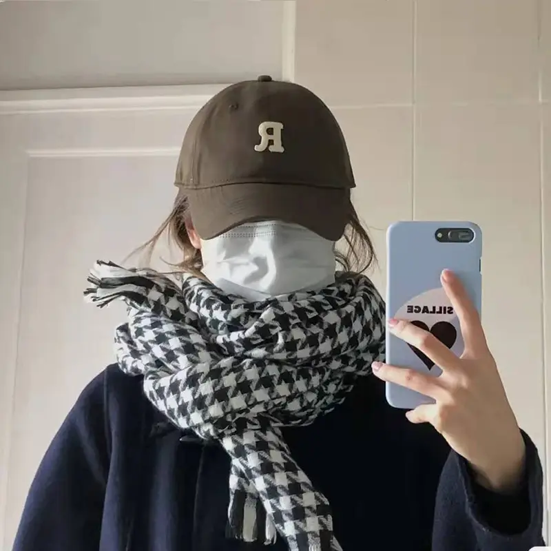 Women Korean Letter R Cap Face Cover Winter Scarf - Image 13