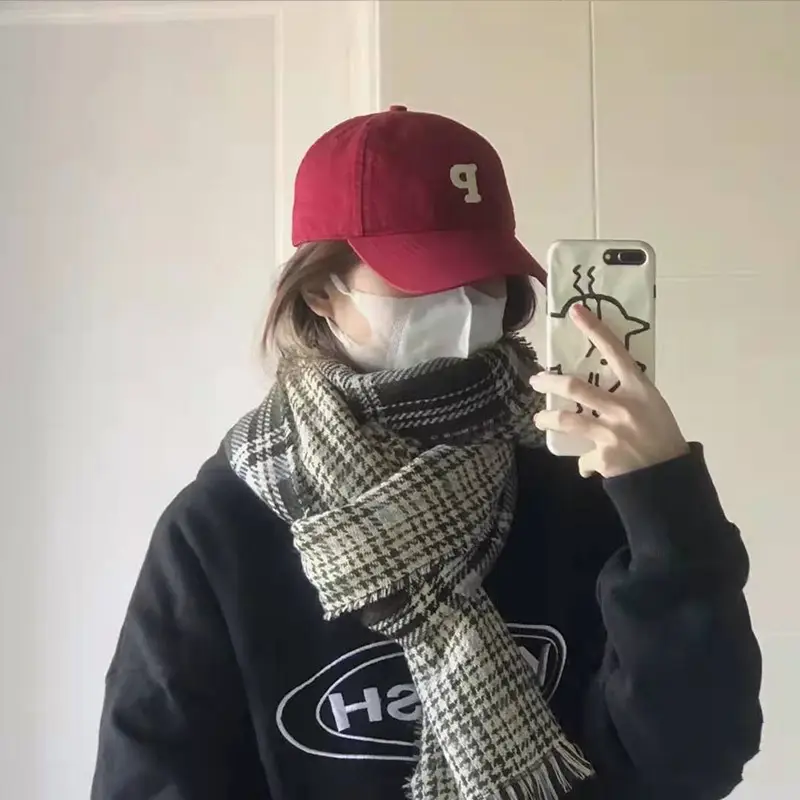 Women Korean Letter R Cap Face Cover Winter Scarf - Image 15