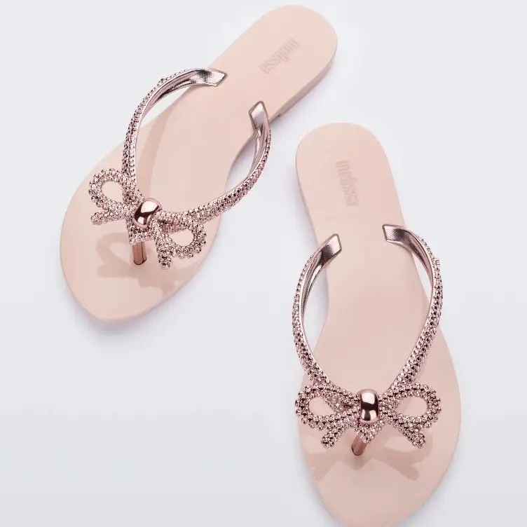 Brazilian Women's White Bowknot Flip Flops 2026