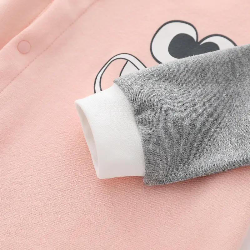 Cute Pink Long Sleeve Cotton Trousers Set for Girls - Image 3
