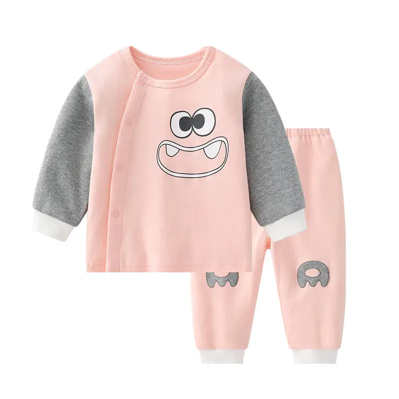Cute Pink Long Sleeve Cotton Trousers Set for Girls - Image 6