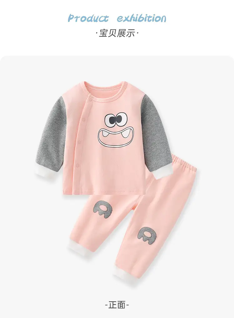 Cute Pink Long Sleeve Cotton Trousers Set for Girls — feature 12