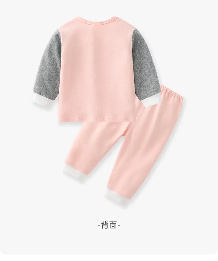 Cute Pink Long Sleeve Cotton Trousers Set for Girls — feature 13