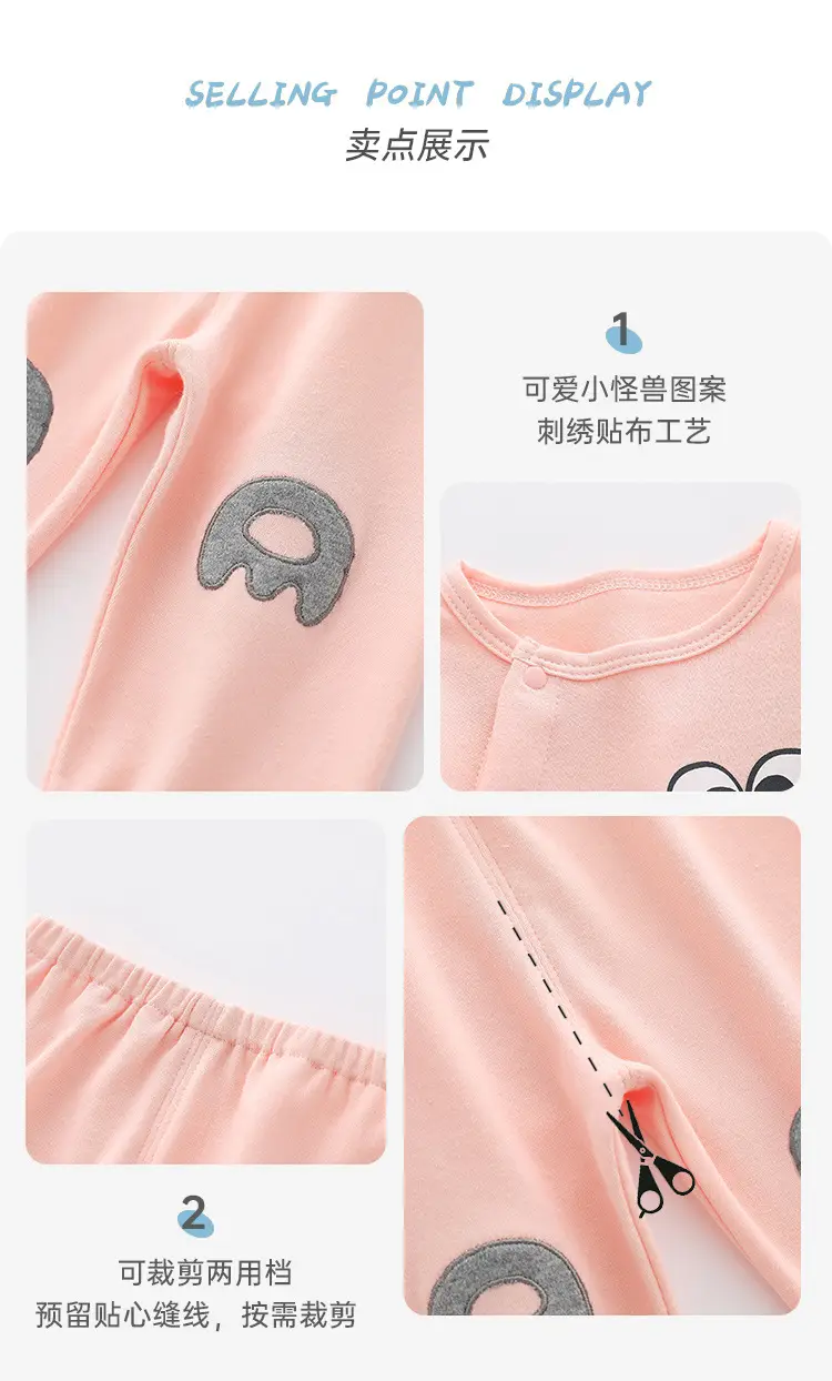 Cute Pink Long Sleeve Cotton Trousers Set for Girls — feature 9