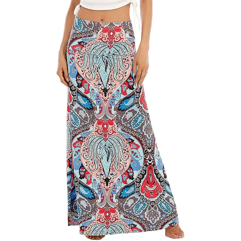2023 Printed High Waist Swing Skirt for Women Large