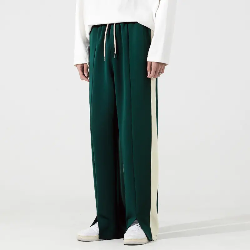 Men's Black Straight Pants with White Stripe 2025