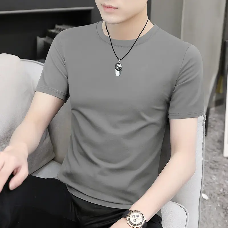 Men's Short Sleeve Ice Silk T-Shirt Beige
