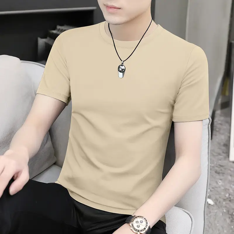 Men's Short Sleeve Ice Silk T-Shirt Beige