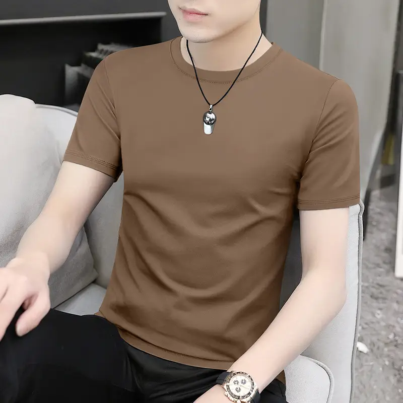 Men's Short Sleeve Ice Silk T-Shirt Beige