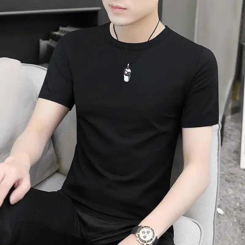 Men's Short Sleeve Ice Silk T-Shirt Beige