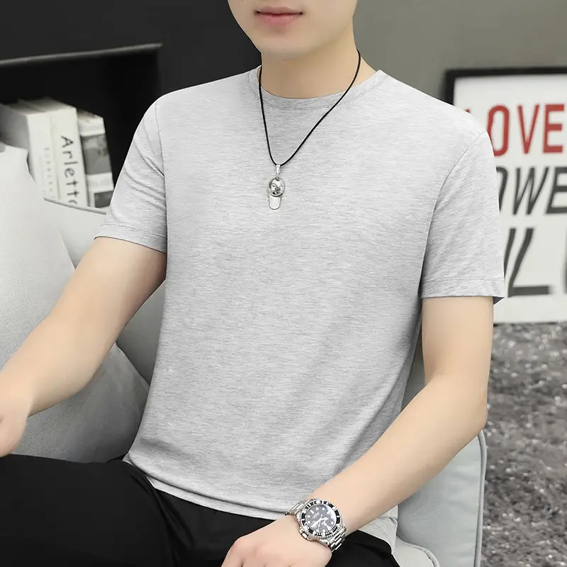 Men's Short Sleeve Ice Silk T-Shirt Beige