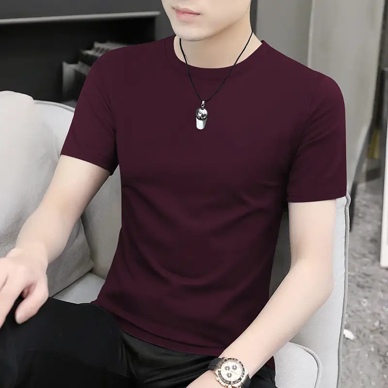 Men's Short Sleeve Ice Silk T-Shirt Beige