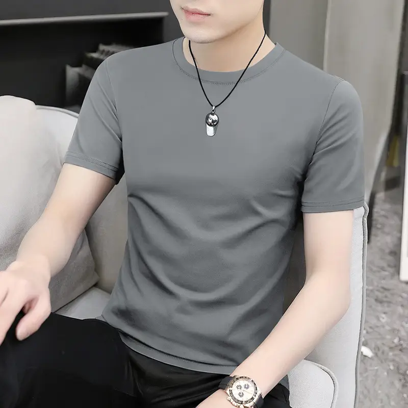 Men's Short Sleeve Ice Silk T-Shirt Beige