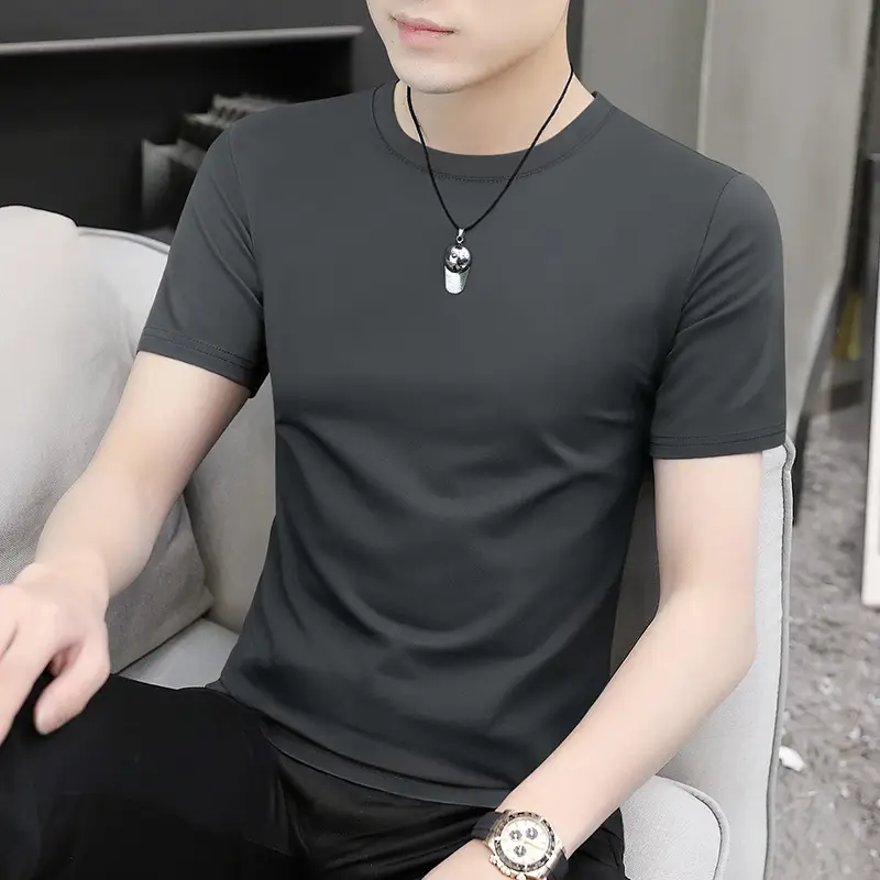 Men's Short Sleeve Ice Silk T-Shirt Beige
