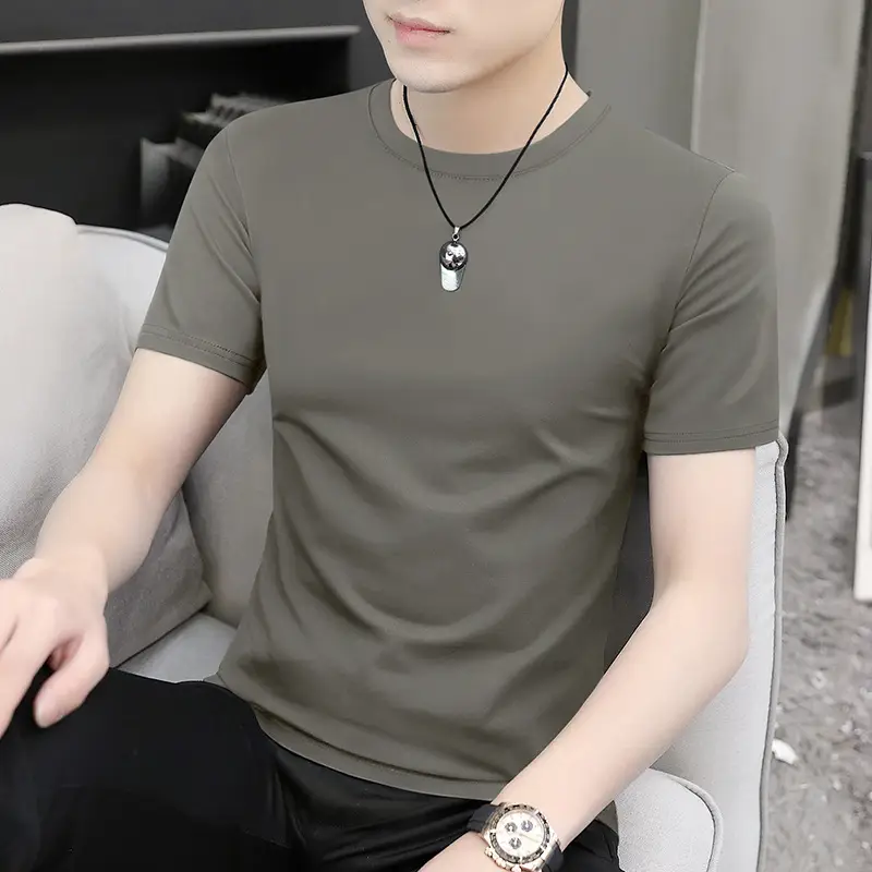 Men's Short Sleeve Ice Silk T-Shirt Beige