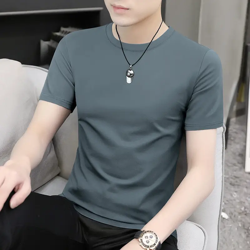 Men's Short Sleeve Ice Silk T-Shirt Beige