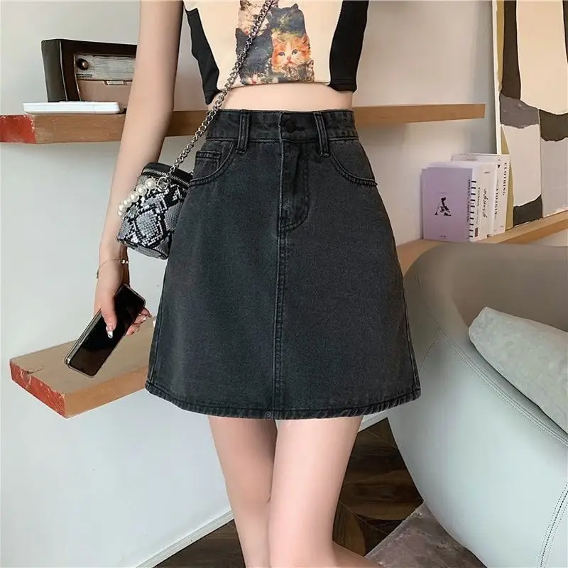 Black High-Waisted Denim Skirt for Women - Image 7