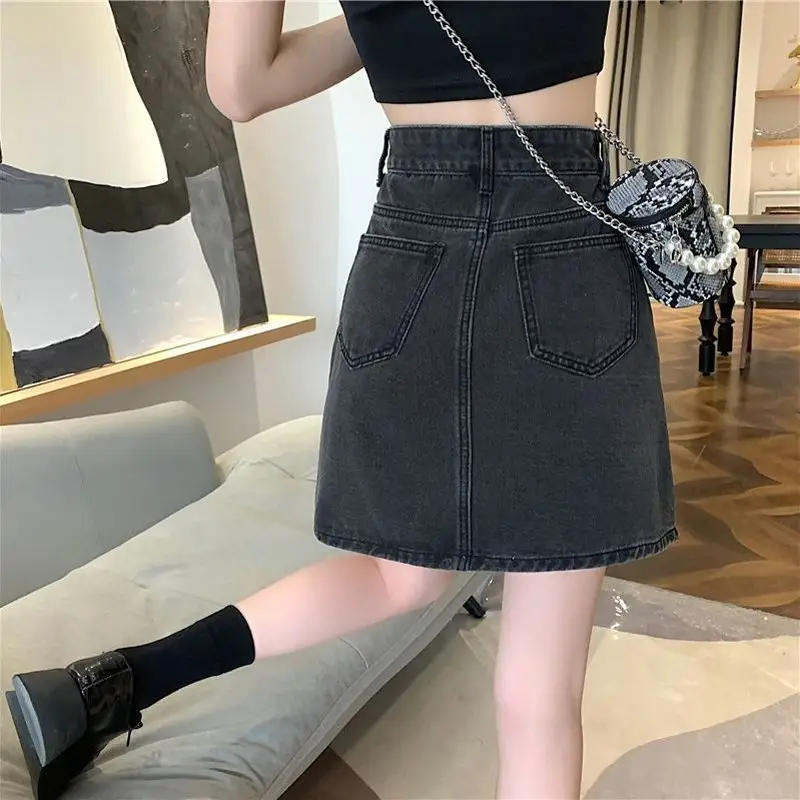 Black High-Waisted Denim Skirt for Women - Image 9