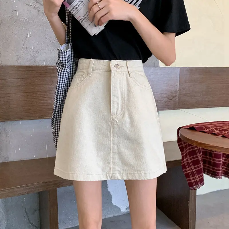 Black High-Waisted Denim Skirt for Women - Image 2