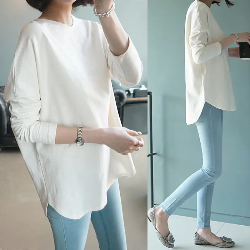 Women's 2024 White Long Sleeve T-Shirt Casual Wear - Image 4