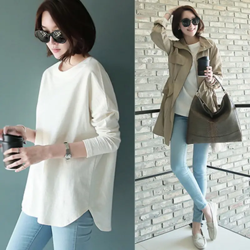 Women's 2024 White Long Sleeve T-Shirt Casual Wear - Image 5