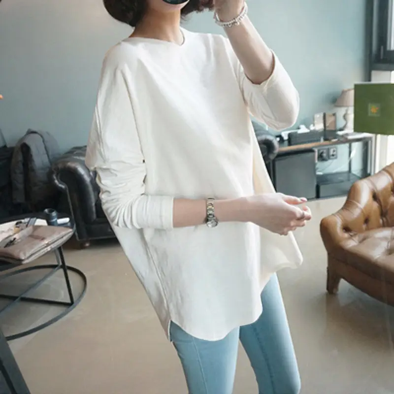 Women's 2024 White Long Sleeve T-Shirt Casual Wear - Image 2